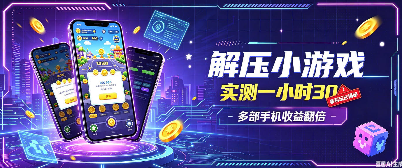 小游戏全流程玩法,实测一小时搞30,简单无脑解压,当天做当天就能看到进账,直接冲就行【揭秘】-卓越网创