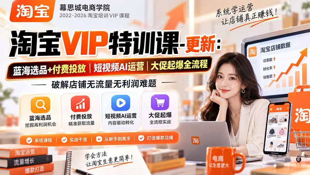 淘宝VIP特训课-更新0917:蓝海选品+付费投放|短视频AI运营|大促起爆全流程,破解店铺无流量无利润难题-卓越网创